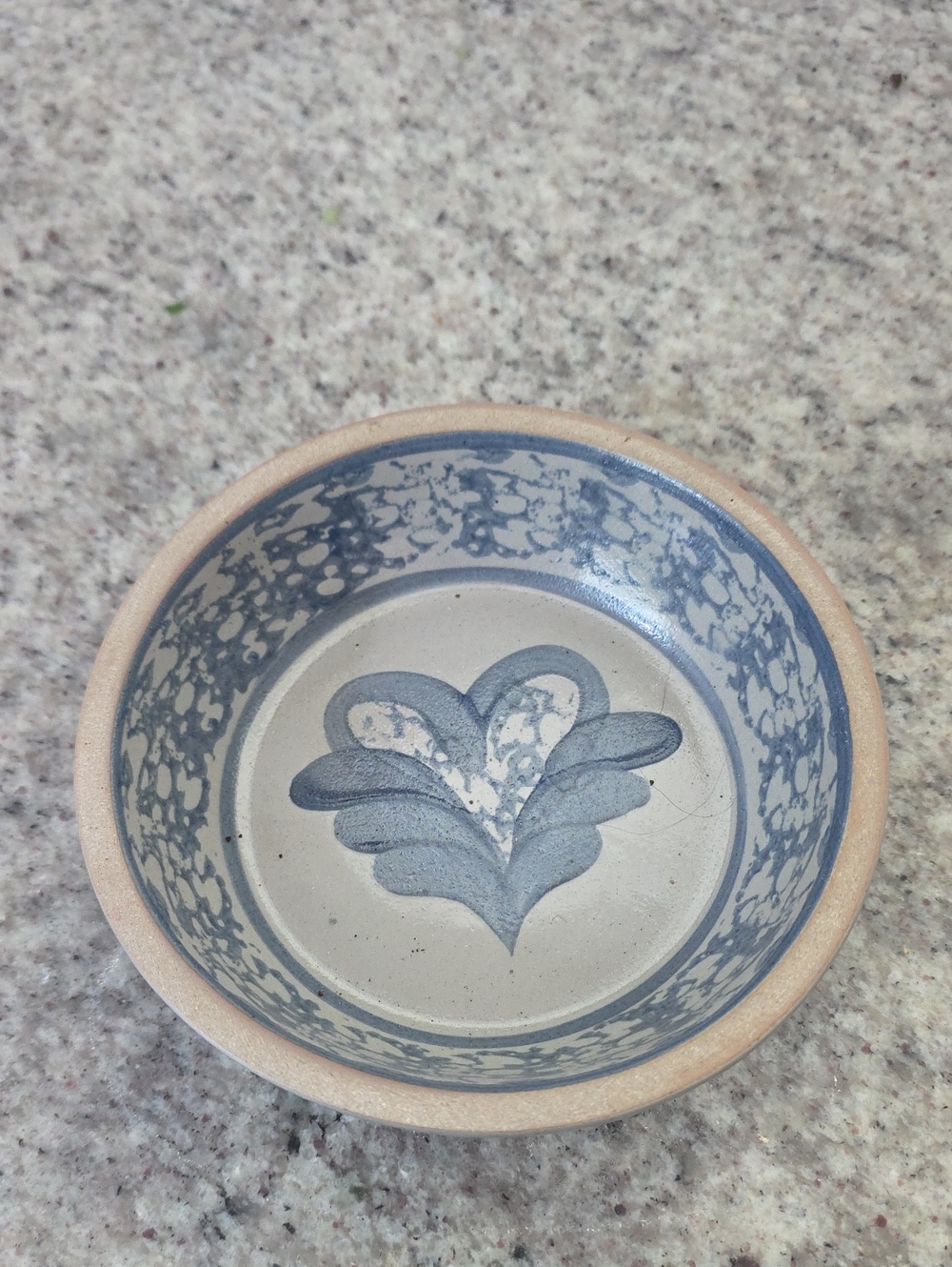 Handcrafted Pottery Bowl in Blue and Cream Signed